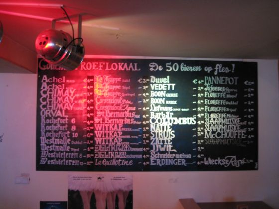 Gollem's Proeflokaal, Amsterdam, blackboard