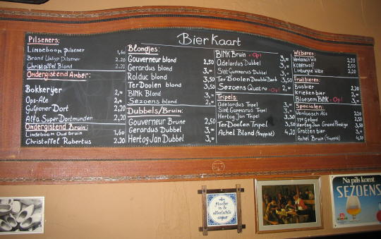 De Roeje Lieuw beer menu